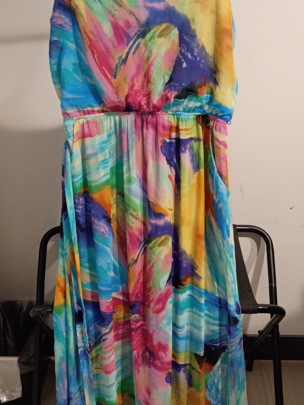 Bisou Bisou Vibrant Multicolor Watercolor Maxi Dress